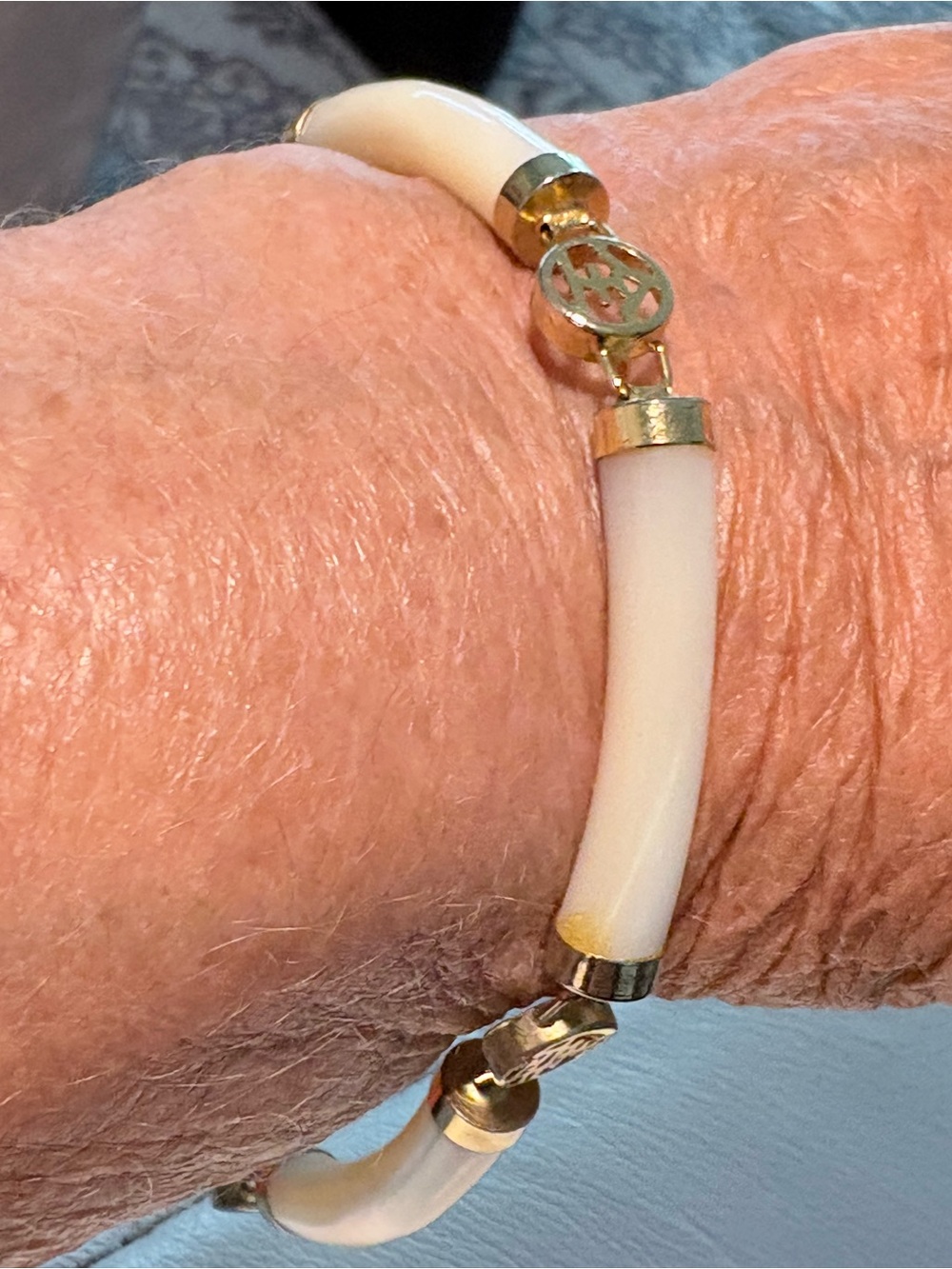 Gold and Cream Tubular Stretch Bracelet - Women Jewelry